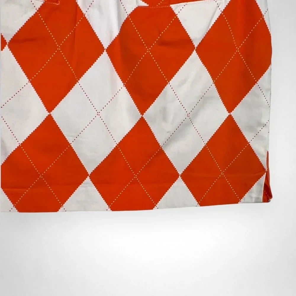 LOUDMOUTH 4 Orange‎ and White Argyle Women's Classic Skirt/Skort Golf Vacation